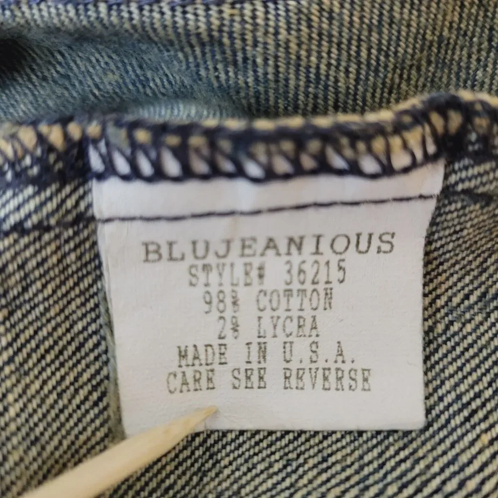 Blujeanious Denim Blue Jeans Tulip Distressed Made In USA Size 2 Skirt